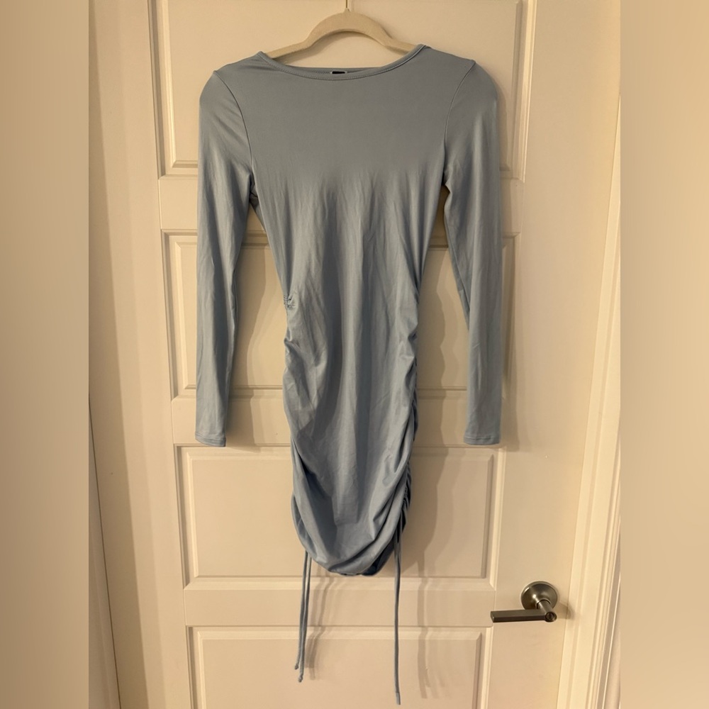 Windsor Light Blue Ruched Mini Dress